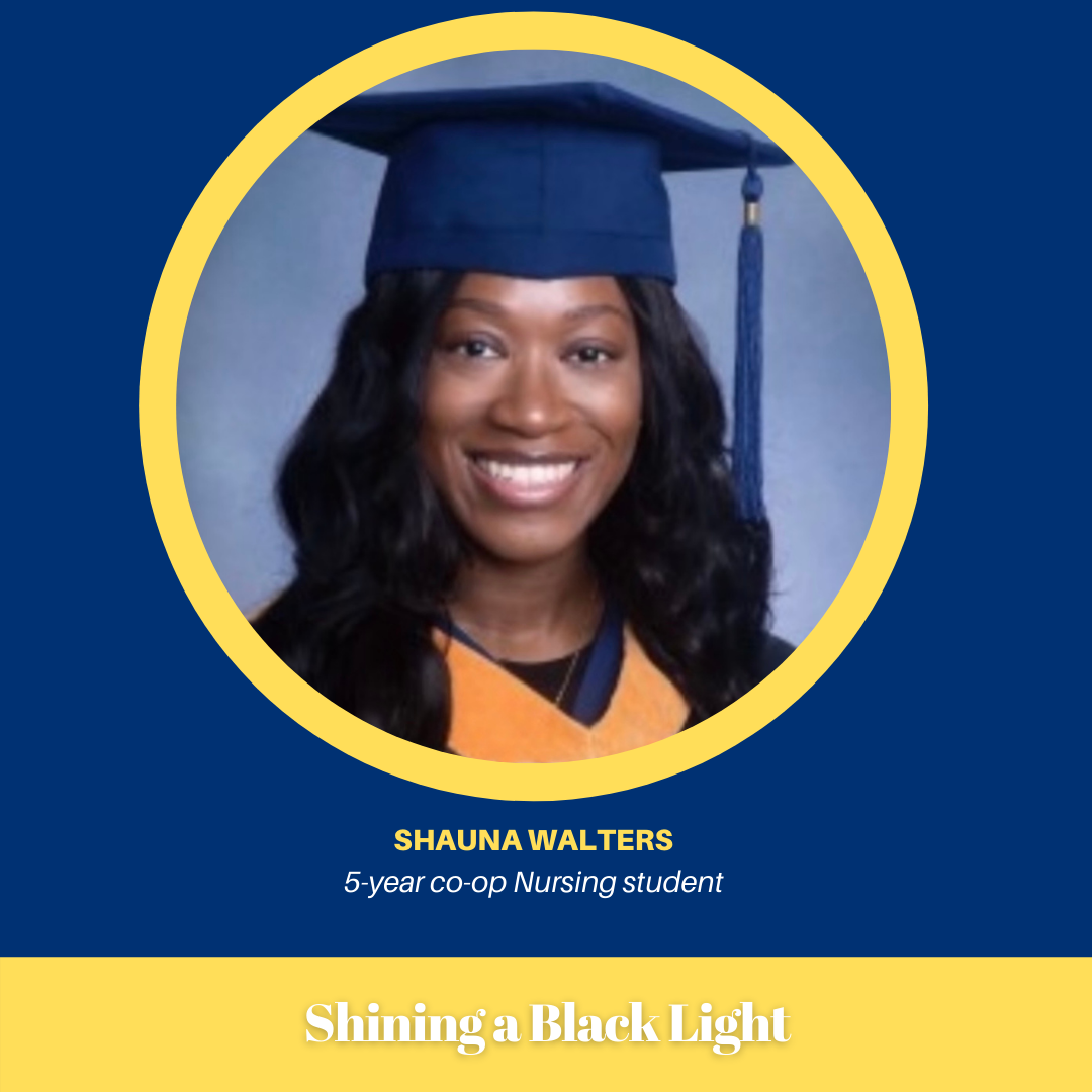 Shauna's headshot in Shining a Black Light Frame